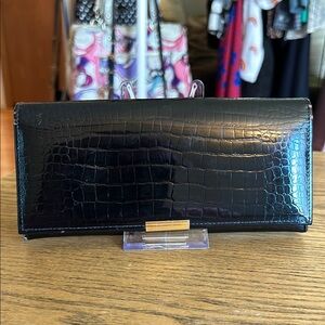 Vintage Crocodile-Embossed Women's Wallet‎ with Kisslock